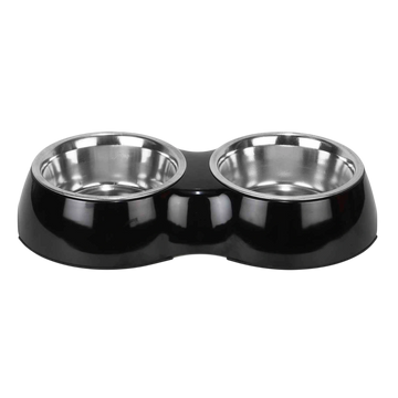 Double Bowl Feeding Set for Dogs & Puppies (Black)