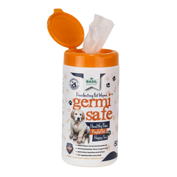Germisafe Pet Wipes for Dogs, 50 Wipes with Added Neem, Lemon and Lavender Oil