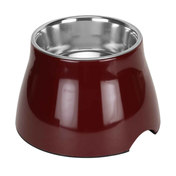 Elevated Melamine and Stainless Steel Pet Feeding Bowls for Bigger Ears Dogs (Wine)