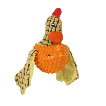 Bird Plush Pet Toy for Dogs & Puppies with Squeaky Neck (Orange)