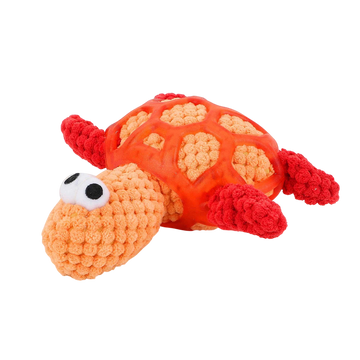 Plush Tortoise Pet Toy, Soft Plush Chew Dog Toy (Orange)
