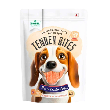 TENDER BITES Rice in Chicken Strips – Healthy & Soft Dog Treat | 70g Pack | High Protein, Gluten-Free, Training & Reward Snack for All Breeds