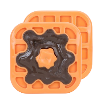 Wagtastic TPR Dog Chew Toy, Waffle with Nylon Topping - Orange & Brown, Durable Teething & Interactive Toy for Dogs & Puppies