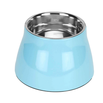 Elevated Melamine and Stainless Steel Pet Feeding Bowls for Bigger Ears Dogs, 500ml (Blue)